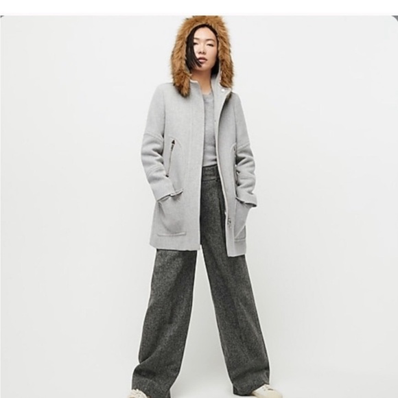 J Crew Chateau Parka Stadium Nello Gori Wool Faux Fur Coat Women's 2 - Picture 4 of 13